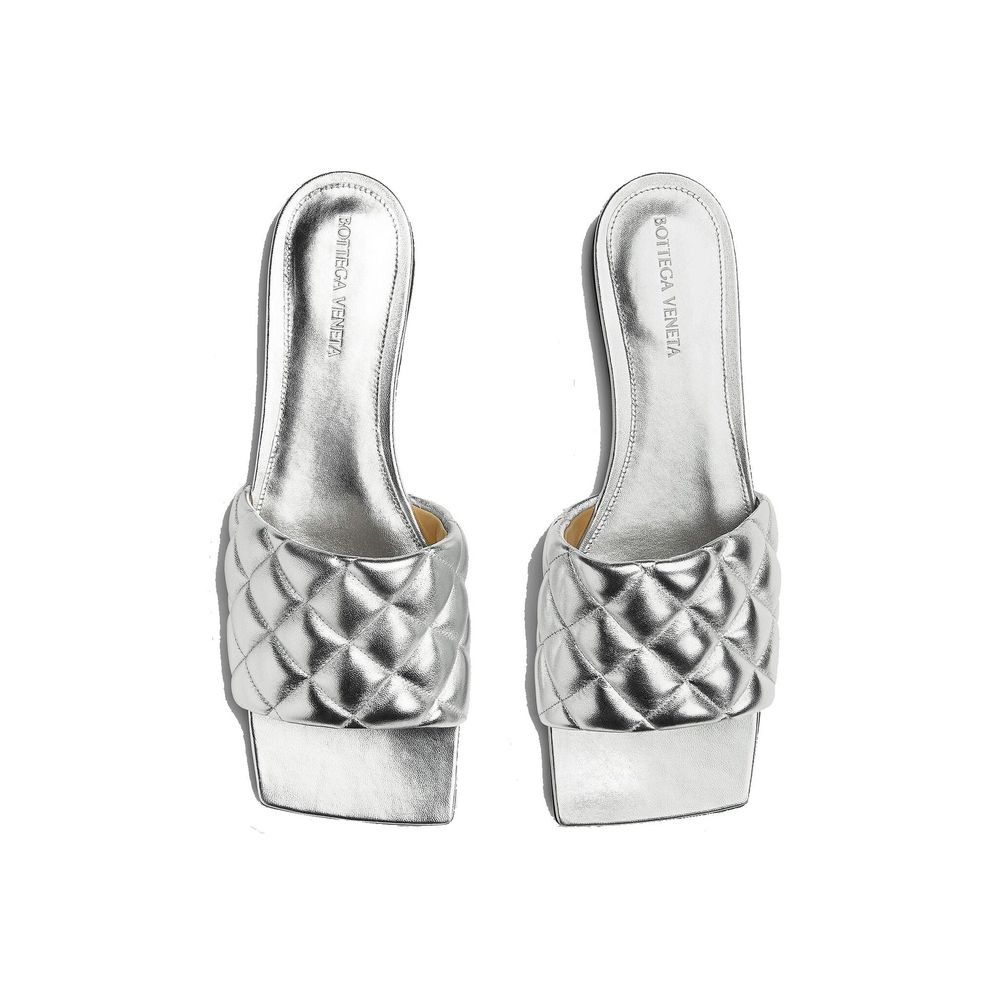 Sandale Bottega Veneta din piele de vițel argintie