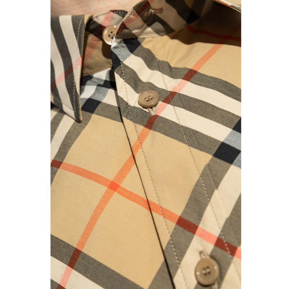 Cămașă Burberry maro din bumbac cu model