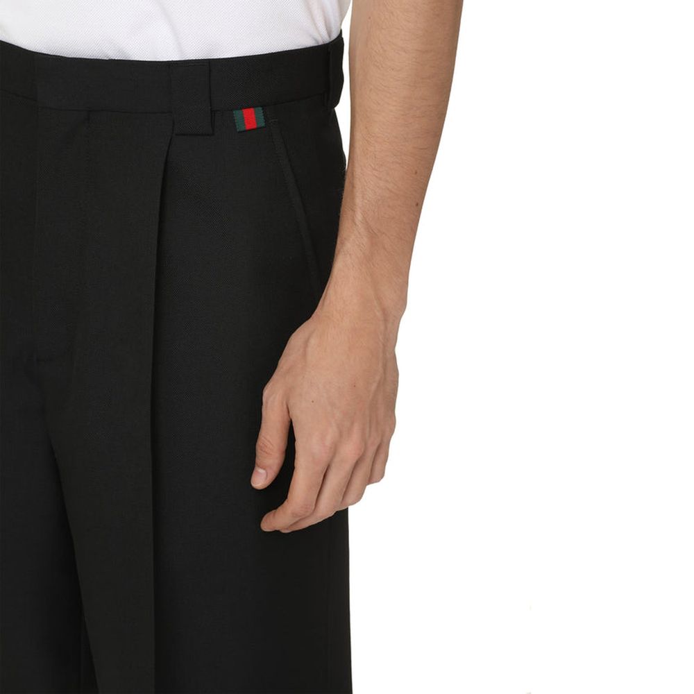 Pantaloni scurți Gucci negri din poliester Bermuda