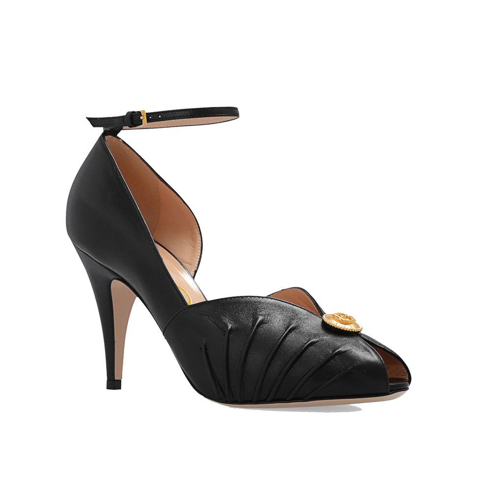 Gucci Black Leather High Heel Pumps
