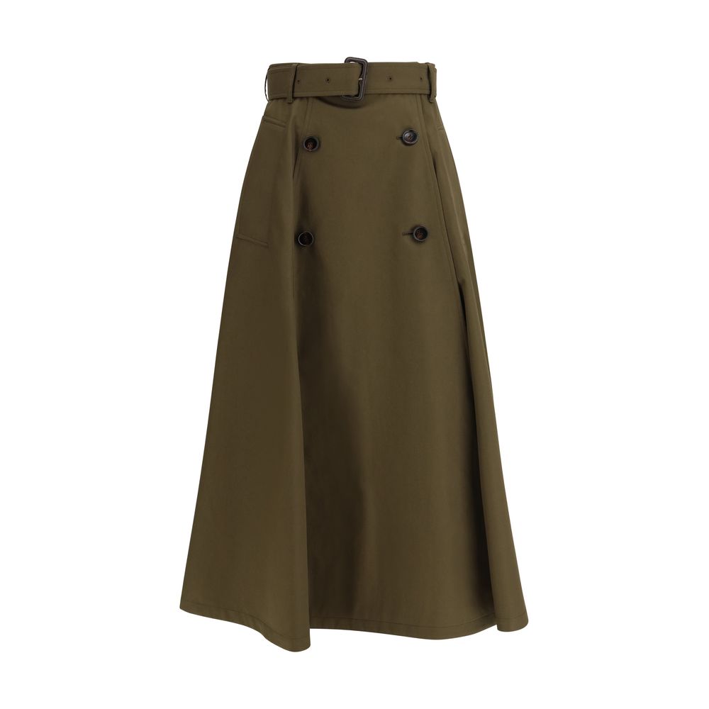 Burberry Bicolor Cotton Midi Skirt
