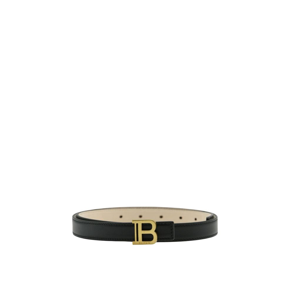 Balmain Black Leather Regular Belt