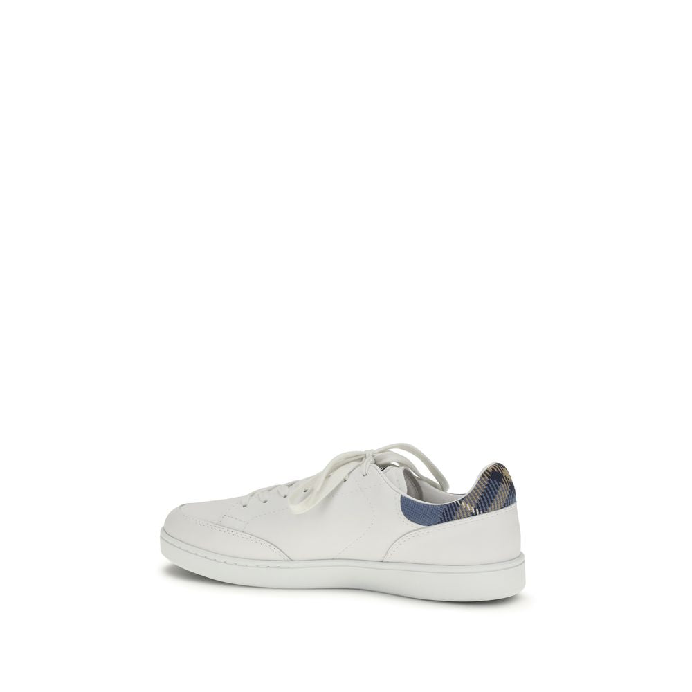Burberry White Calf Leather Bos Taurus Low Top Sneakers