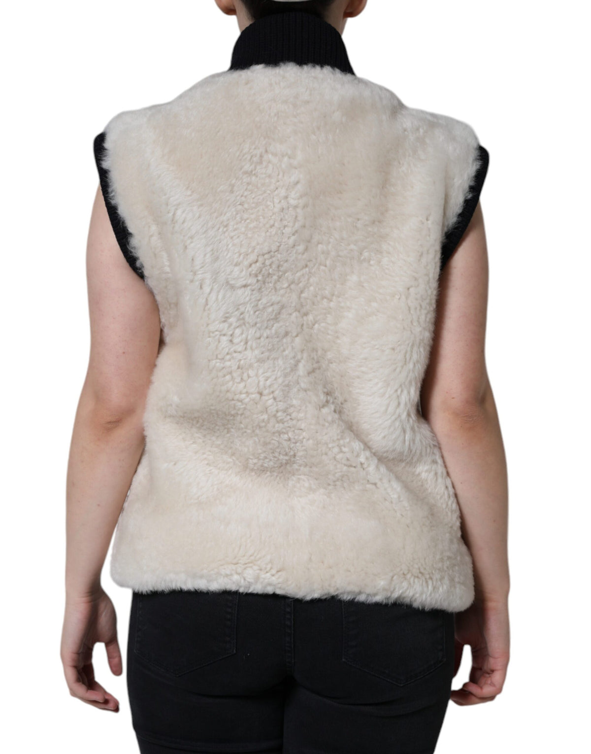 Jachetă Burberry albă WARRENFORD din piele de shearling