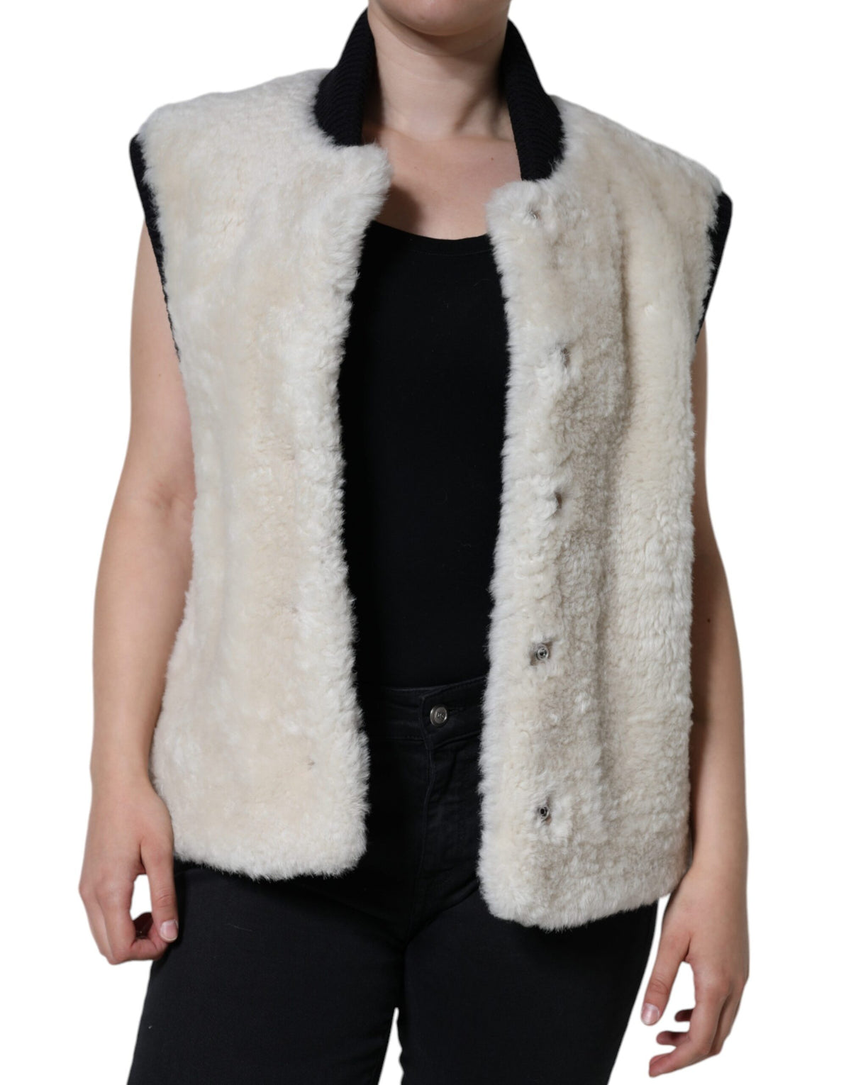Jachetă Burberry albă WARRENFORD din piele de shearling