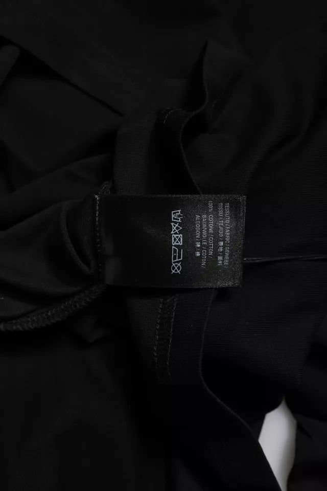 Tricou Balenciaga negru din bumbac cu imprimeu logo și mânecă scurtă, guler rotund