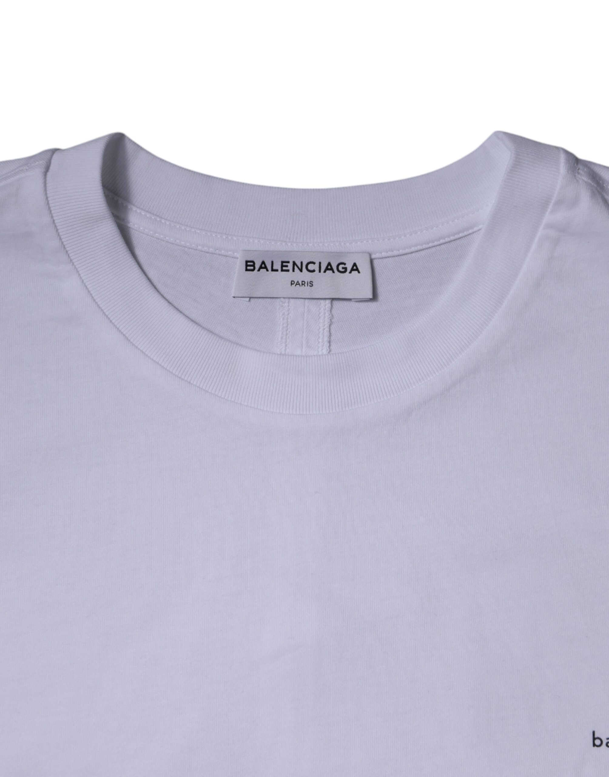 Tricou Balenciaga cu mânecă scurtă și guler rotund din bumbac, cu logo alb