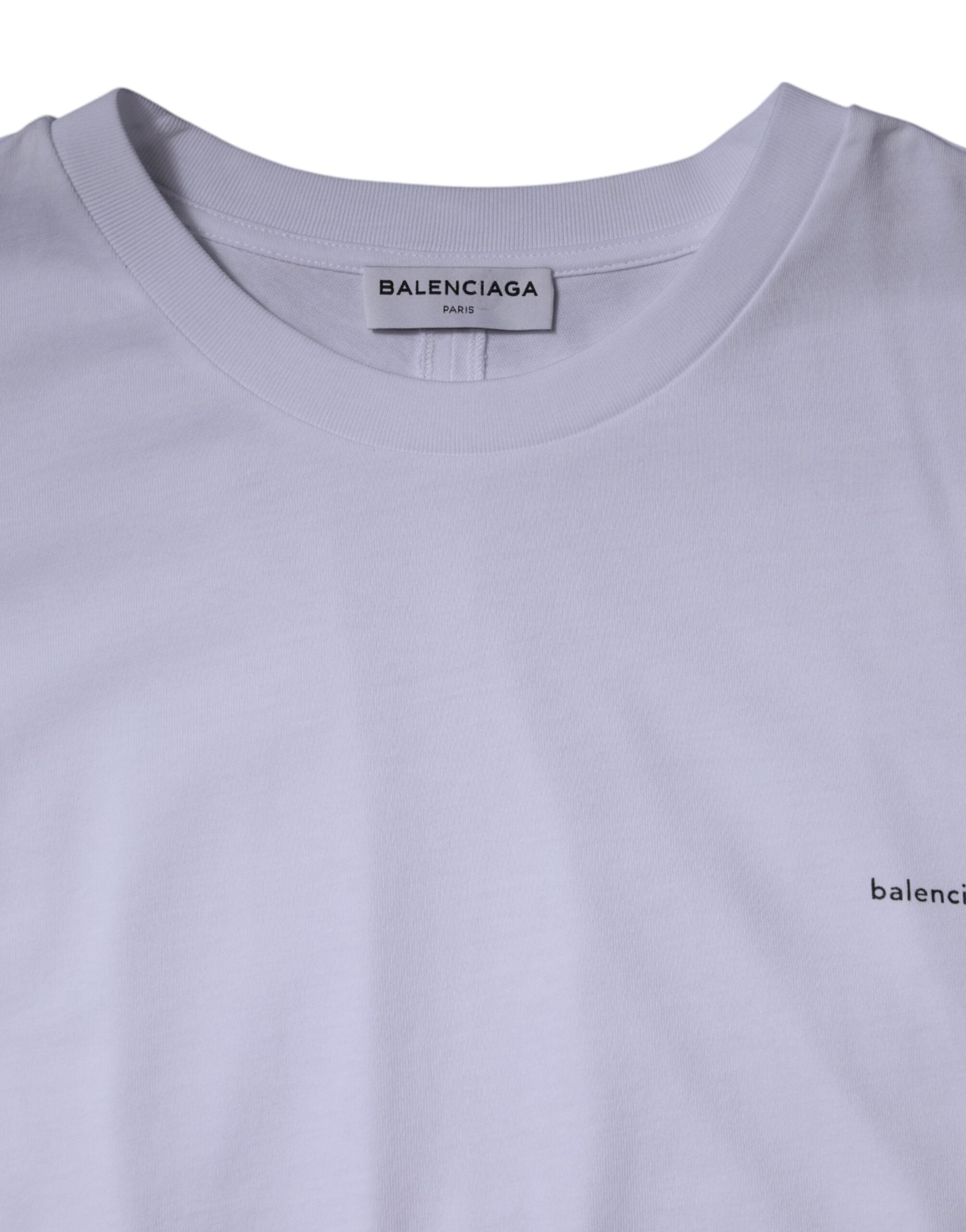 Tricou Balenciaga cu mânecă scurtă și guler rotund din bumbac, cu logo alb