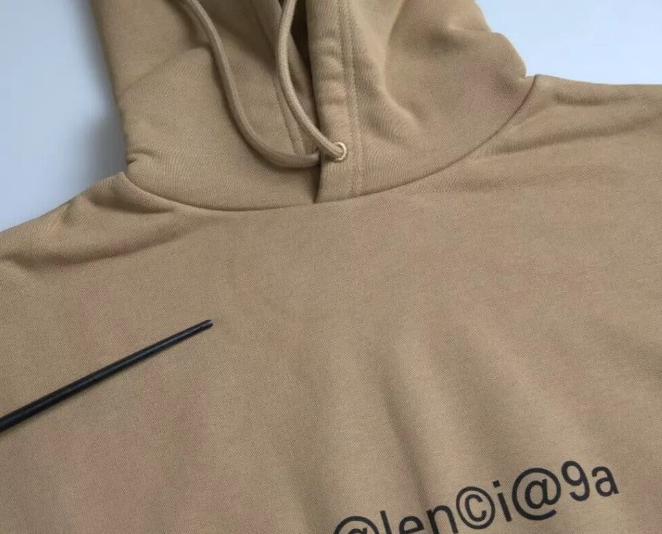 Pulover cu glugă Balenciaga maro din bumbac simbolic Molleton Bouclette