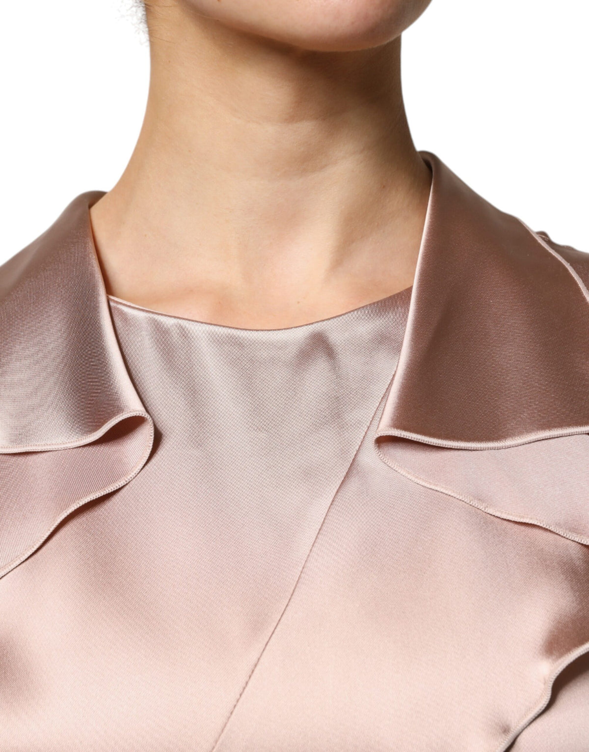 Rochie mini Emporio Armani roz din satin, cu mâneci lungi, tip teacă, înfășurată