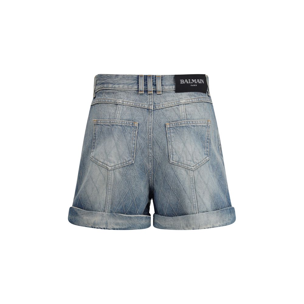 Balmain Blue Cotton Bermuda Shorts