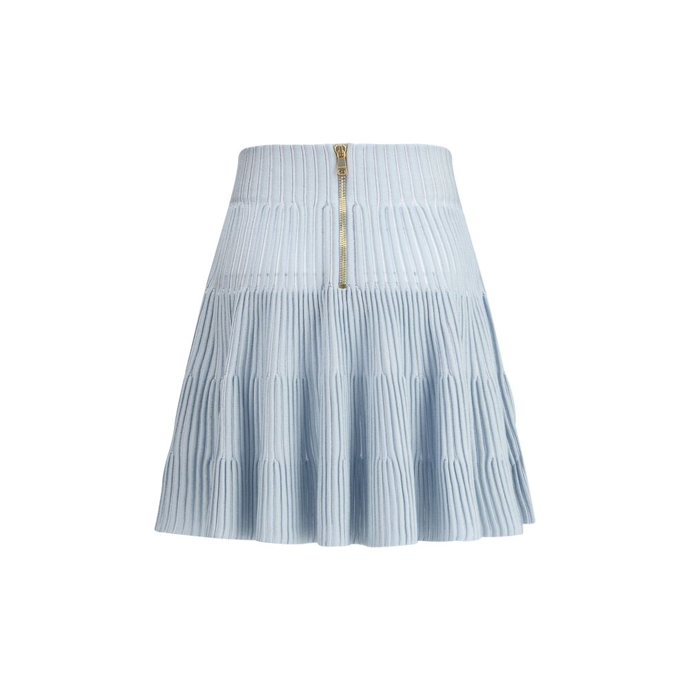 Balmain Blue Viscose Mini Skirt