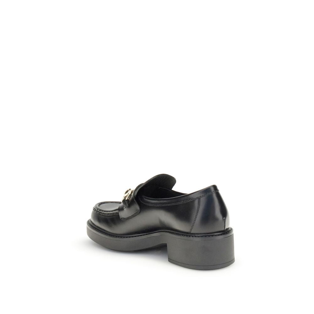 Gucci Black Calf Leather Bos Taurus Slip-On Loafers