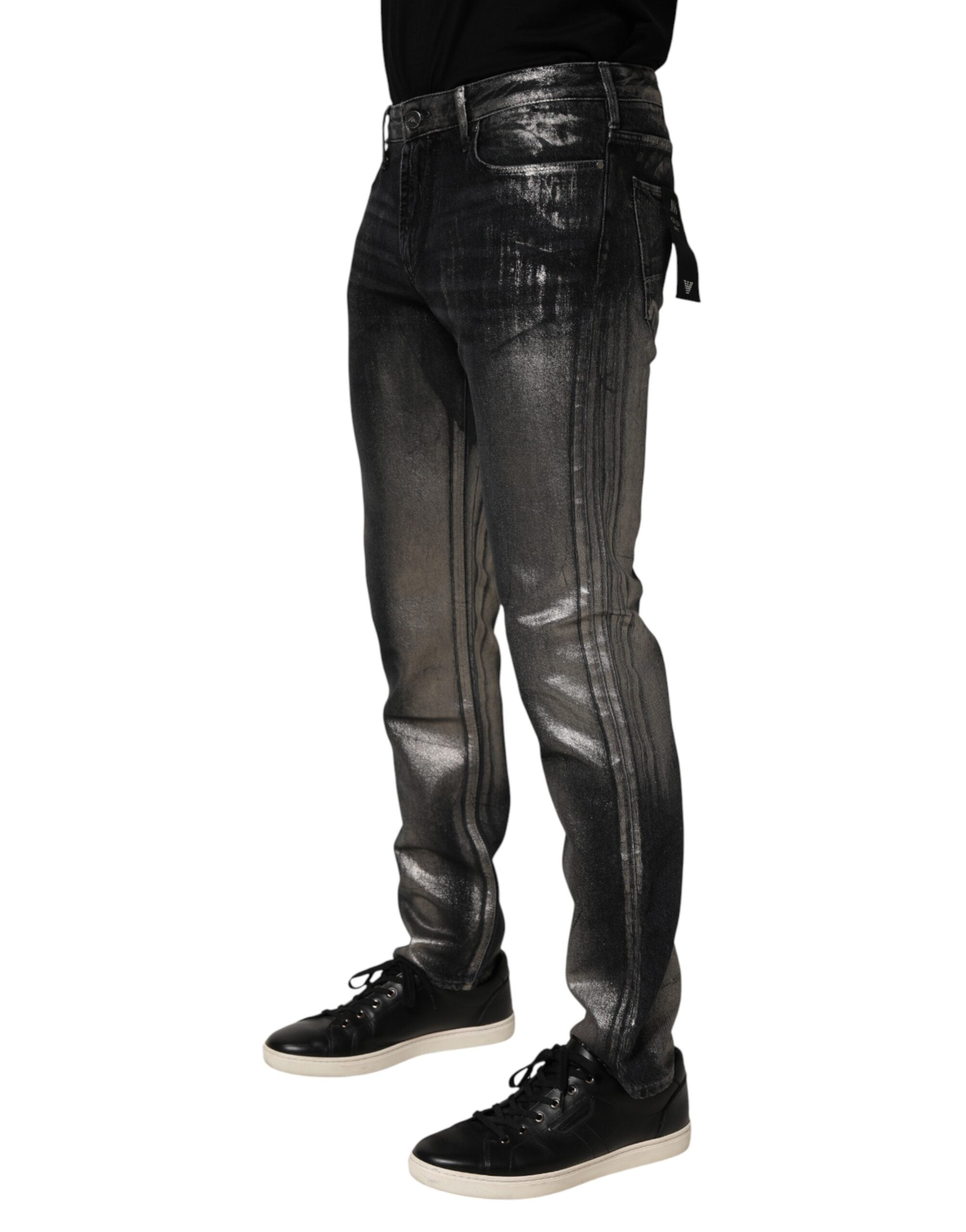 Emporio Armani Black Washed Slim Fit Men Denim Trouser Jeans