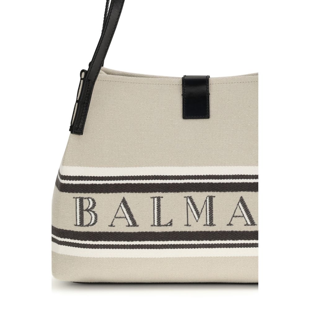 Balmain Beige Cotton Shoulder Bag