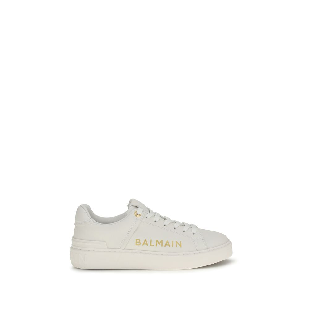 Balmain White Calf Leather Bos Taurus Low Top Sneakers