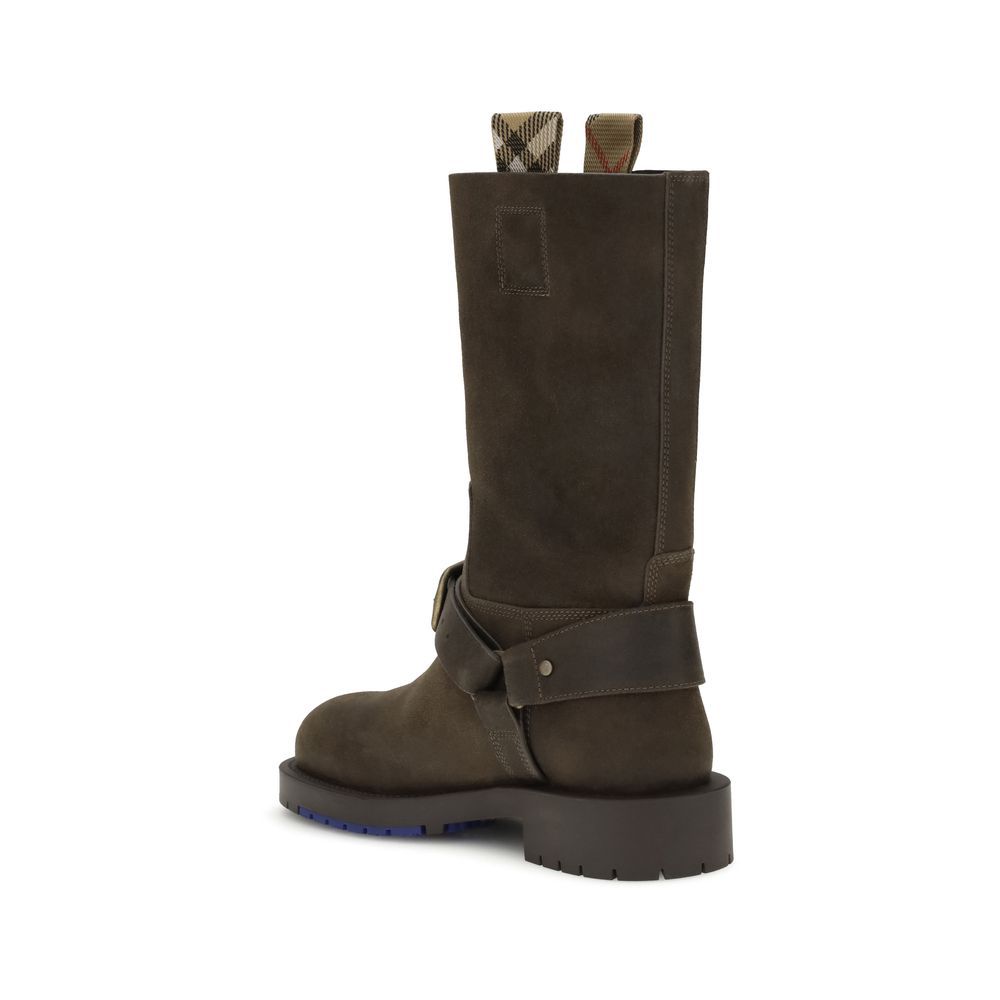 Burberry Brown Calf Leather Bos Taurus Lace-Up Boots
