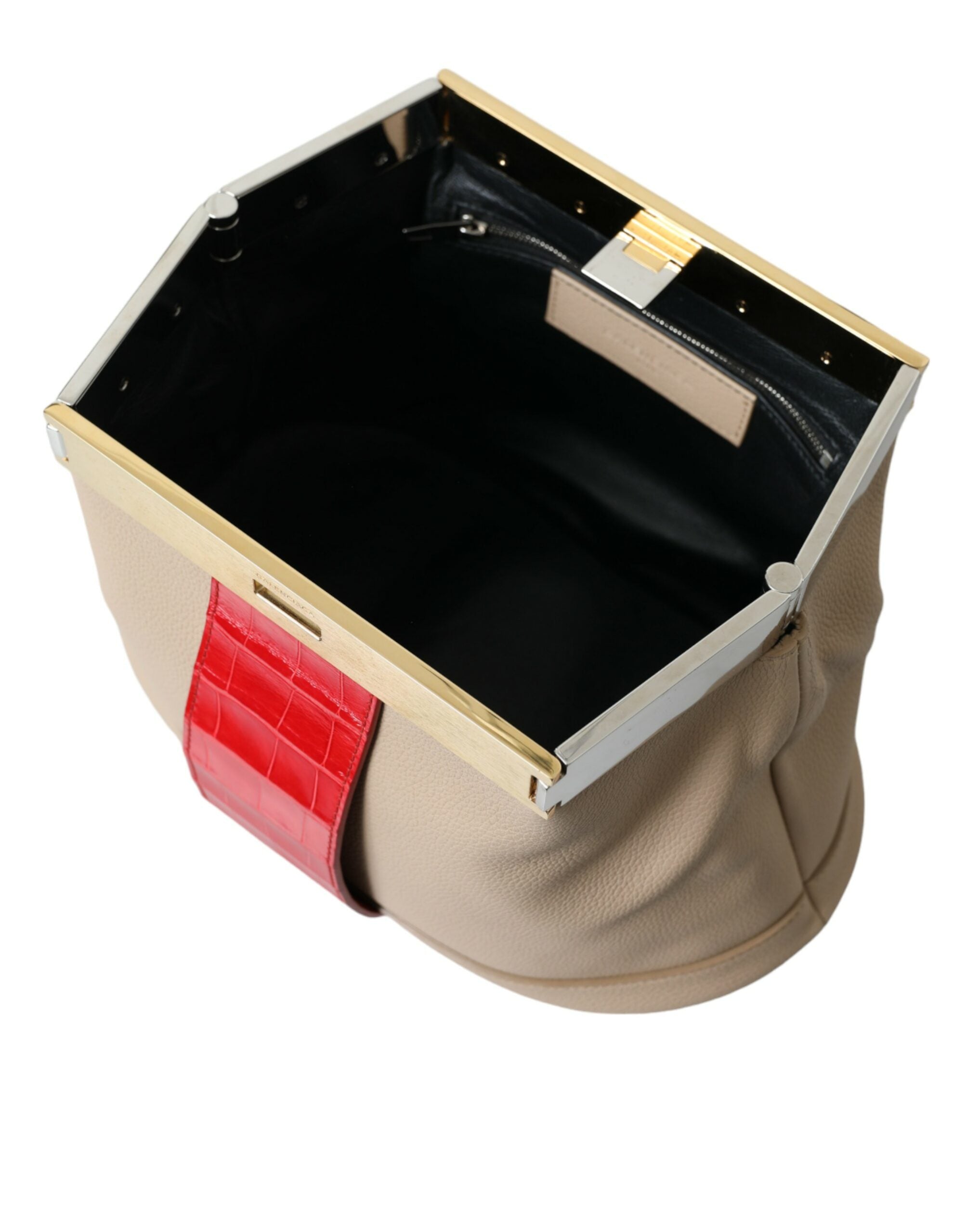 Balenciaga Beige Red Two Tone Exotic Leather Pouch Bag