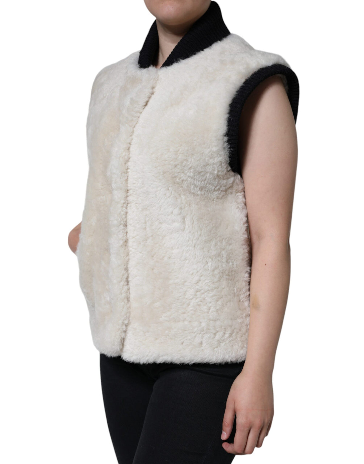 Jachetă Burberry albă WARRENFORD din piele de shearling