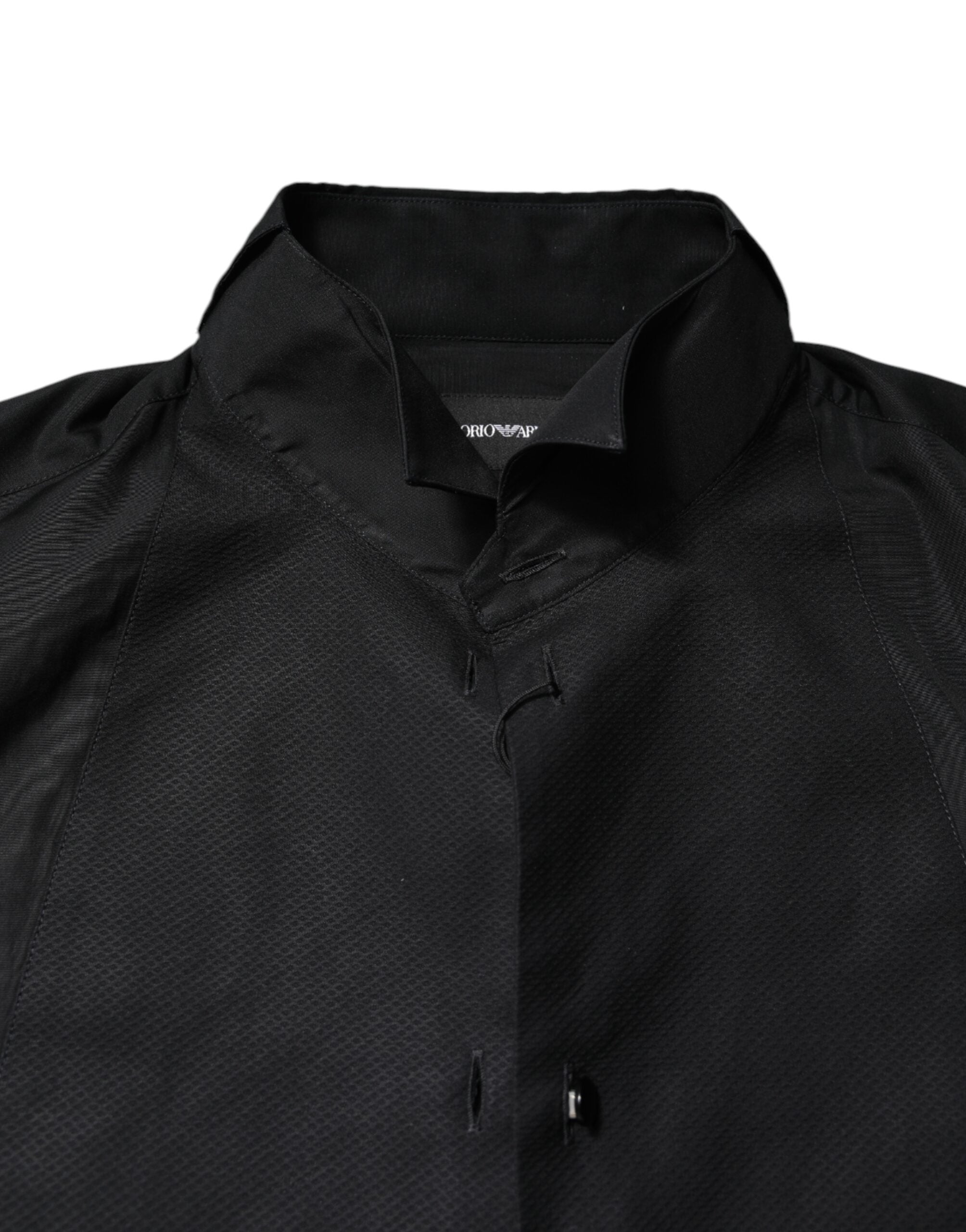Emporio Armani Black Cotton Long Sleeves Men Formal Dress Shirt