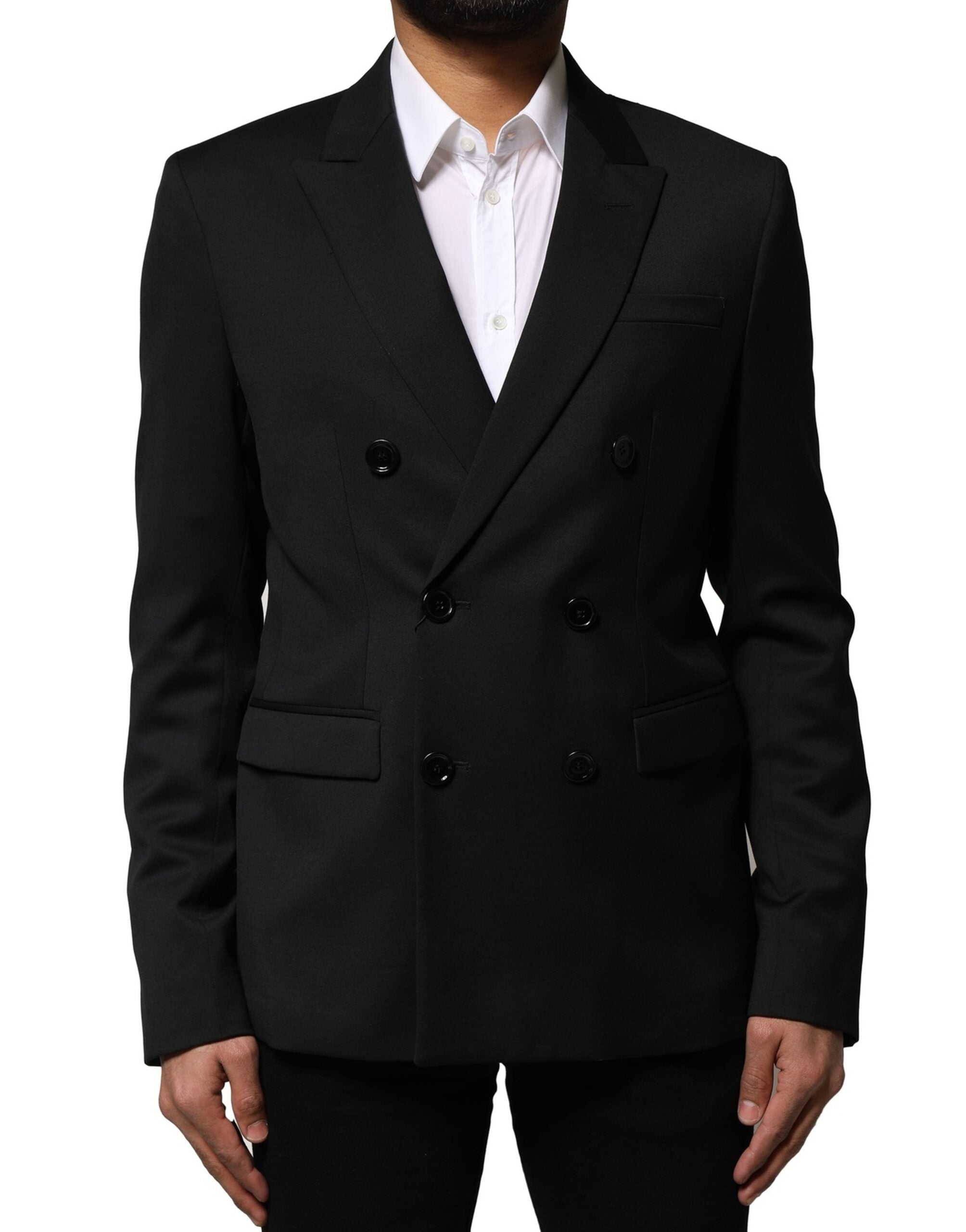 Emporio Armani Black Double Breasted Men Jacket Suit Blazer